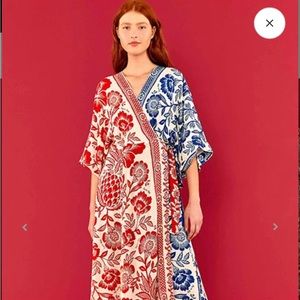 Farm Rio Mixed Pineapple Garden Wrap Dress